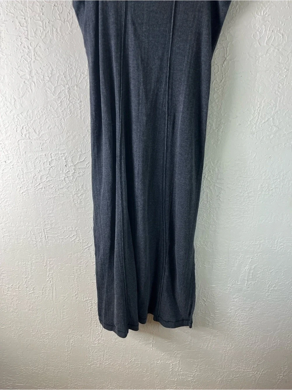 Free People Drop Needle Ribbed Venice Hook Front Dress in Dark Grey
